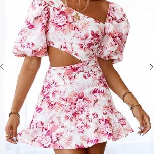 Floral Pink Cutout Dress